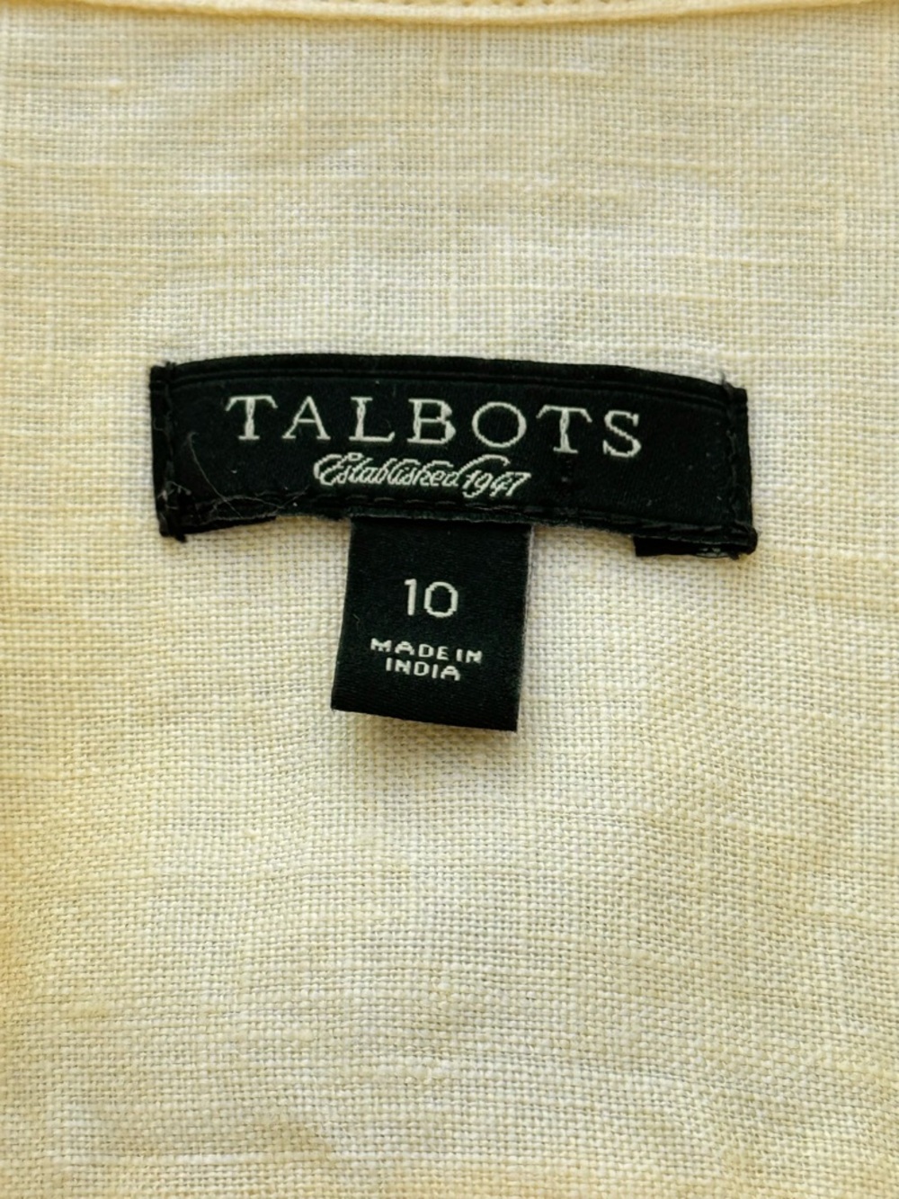 Talbots Size 10 Pure Irish Linen Yellow Button Front Long Sleeve Blouse - Picture 7 of 9